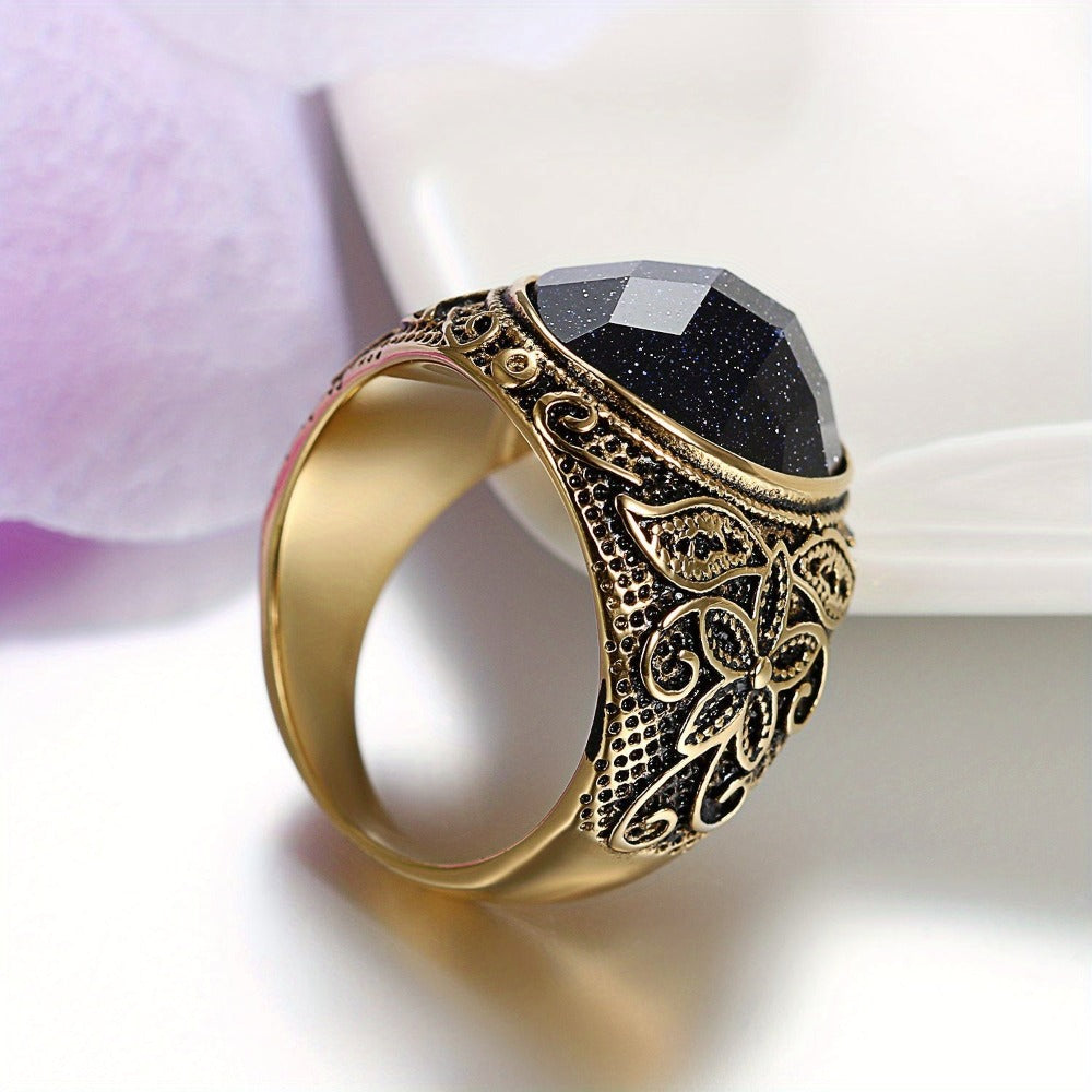 Anillo JewelryWe unisex retro con patrón de flores talladas, banda clásica de acero inoxidable en tono dorado para hombre y mujer