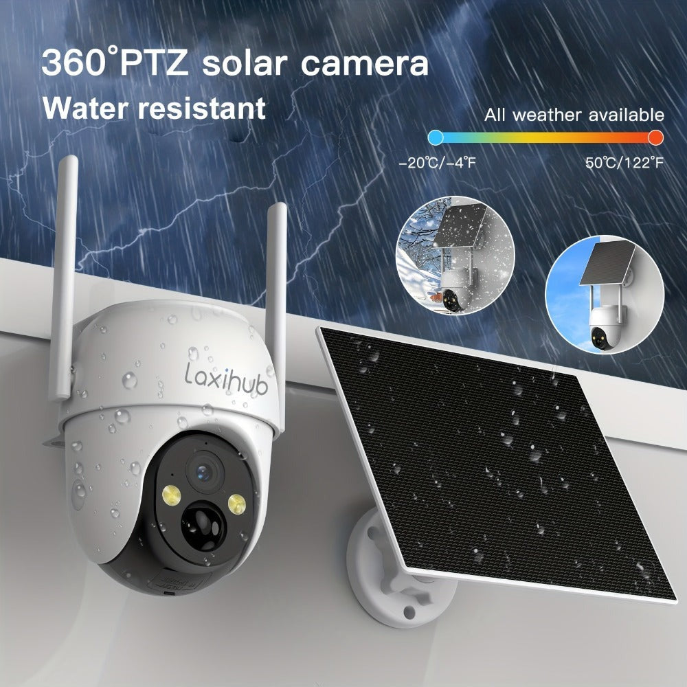 Cámara de Seguridad Inalámbrica Solar Arenti para Exteriores, Resolución de Video 3MP FHD, Batería de 5200mAh, CCTV para Seguridad del Hogar, Visión Nocturna a Color 1296P, Audio Bidireccional, Almacenamiento en Nube/SD, Sin Cuota Mensual, Detección de Mo