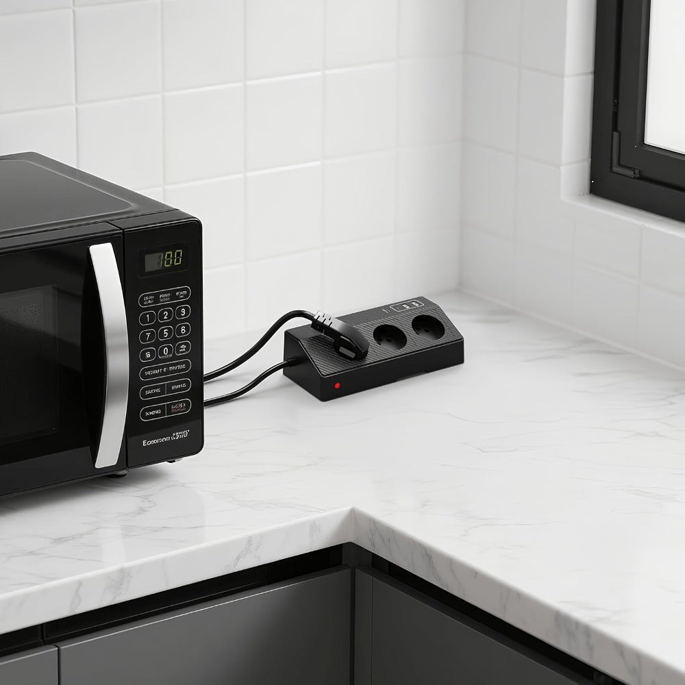 Tira de escritorio multifuncional 7 en 1 con carga rápida USB-C PD20W, toma de mesa con protección contra sobretensiones HAFINO en o blanco con 2 puertos USB-A, 3 tomas de CA y cable de extensión de 2 metros para uso en hogar y oficina, 1 pieza