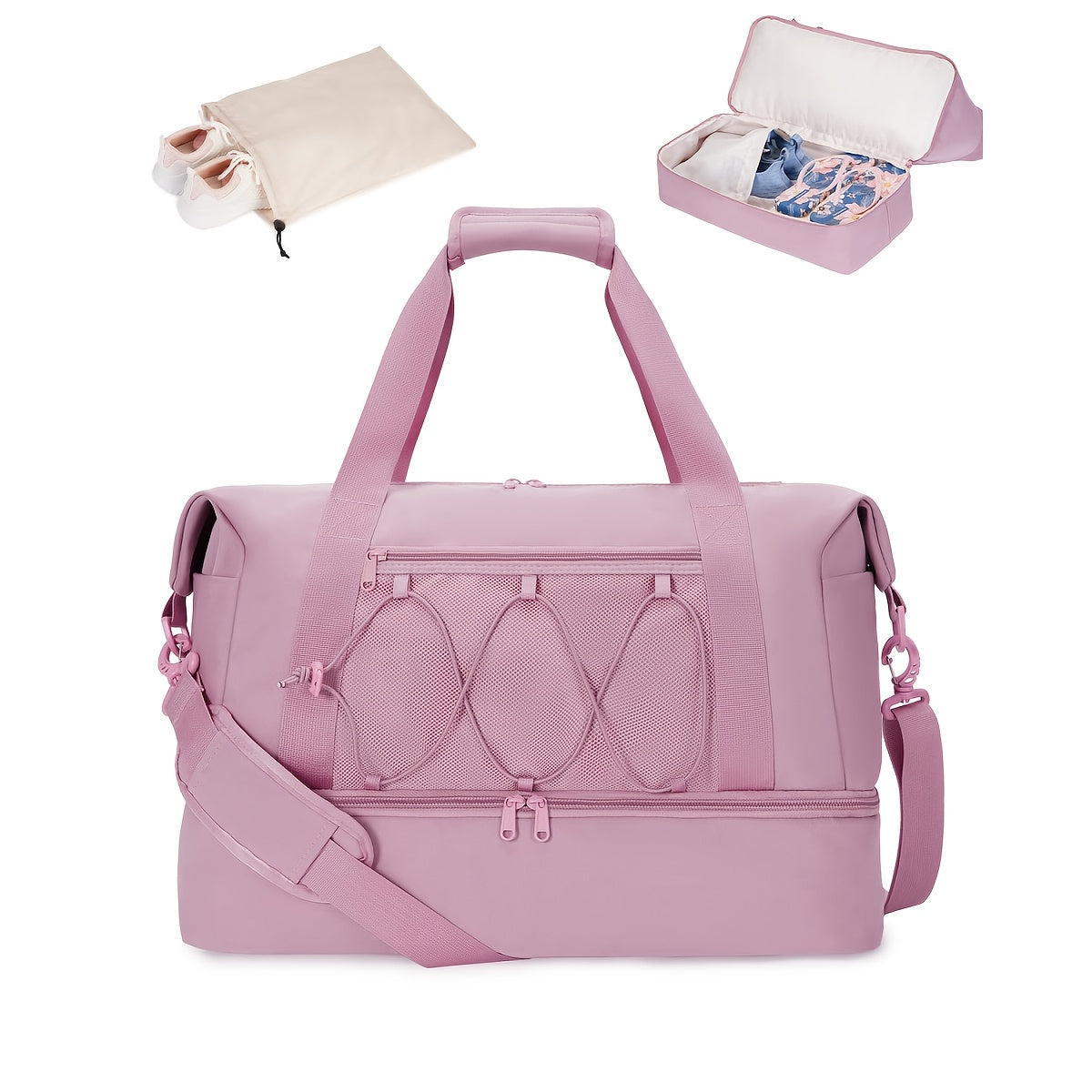 Bolso Duffel de Viaje Espacioso de 38L para Mujer | Bolso Deportivo de Fin de Semana para Gimnasio con Sección para Zapatos y Bolsillo | Elegante Bolso de Transporte para Requerimientos de Entrenamiento (Disponible en 4 Colores)