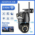 Cámara IP inalámbrica PTZ para exterior SZSINOCAM IP66 con WiFi 2.4G, lente dual y pantalla 1080P, audio bidireccional, seguimiento automático para ancianos, jóvenes y mascotas - Monitor de seguridad