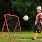 Red de Rebote de Fútbol 100x65cm Pared de Rebote Plegable con 4 Niveles Ajustables Accesorios de Entrenamiento Red de Acero Rojo + Red de PE para Patear, para Ejercicio, Fútbol, etc