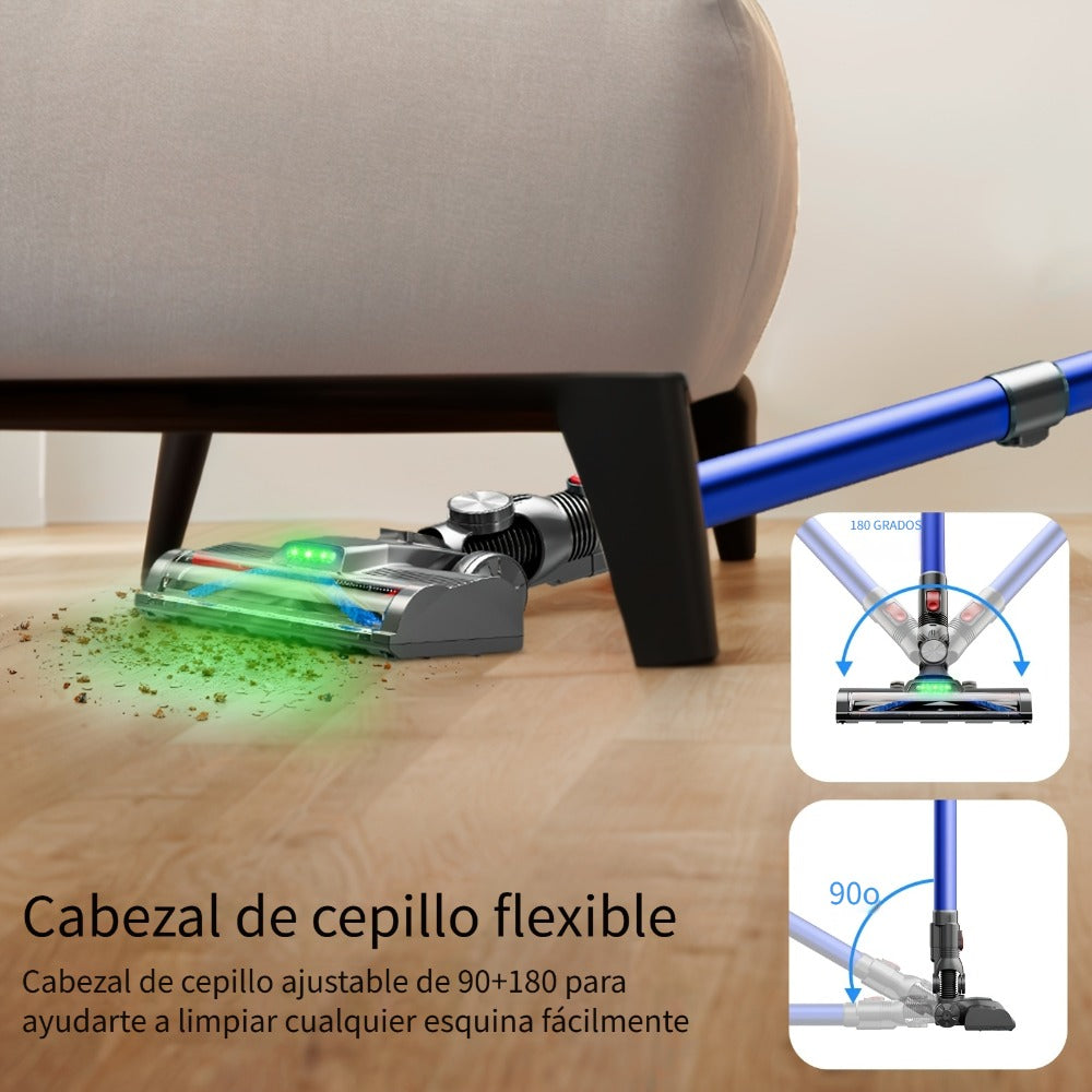 Aspiradora de mano inalámbrica recargable, alta potencia de succión de 45 KPa para uso doméstico, autonomía de la batería de hasta 40 minutos, depósito de polvo grande de 1.2L, manguera telescópica ajustable de 10 niveles, adecuada para alfombras, pelo de