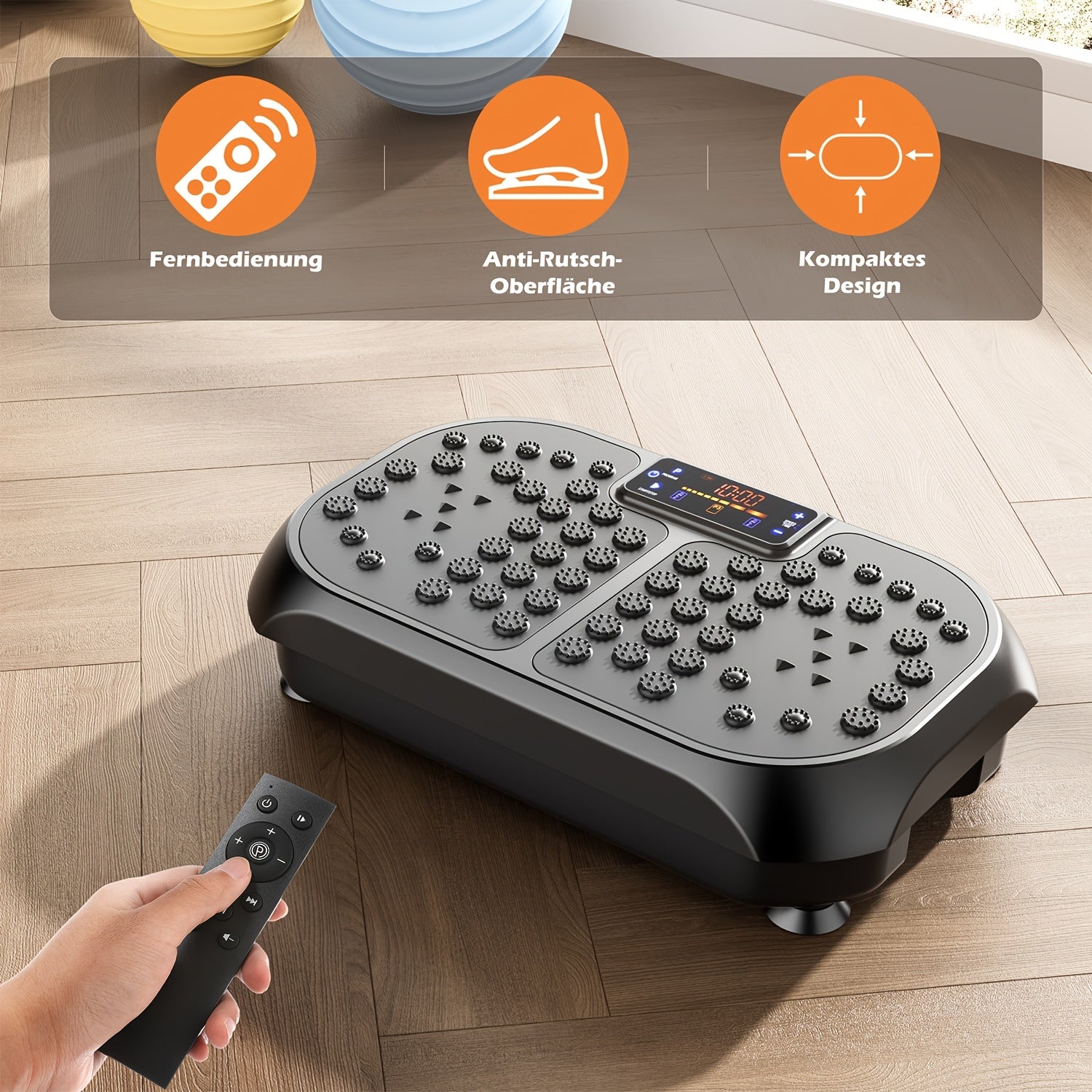 Plataforma de vibración inteligente con ajuste de 99 posiciones, masaje electromagnético y almohadilla Shiatsu para pies | Música USB, banda de resistencia | Plataforma de adelgazamiento silenciosa para pérdida de peso, escultura muscular, entrenamientos