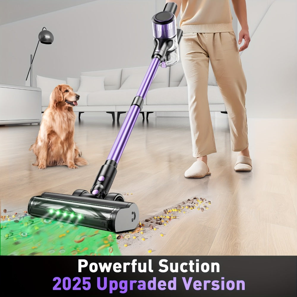 Aspiradora Inalámbrica de Alta Succión para el Hogar, 10 en 1 Ligera y Recargable con Larga Duración de Batería, Manguera Extra Larga Mejorada, Cepillos -enredos, Luces LED Verdes para Hogar, Pisos de Madera, Alfombras y Pelo de Mascotas