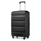 3 piezas de conjunto de maleta negra Diseño horizontal ABS carcasa dura con cerradura TSA rueda giratoria