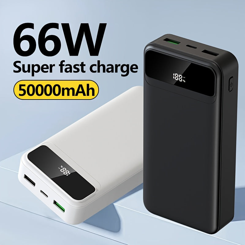 Batería externa | PD66W Carga Súper Rápida, Batería Portátil de Alta Capacidad 50000mAh, Pantalla LED de Energía/Puertos de Salida Rápida Dobles