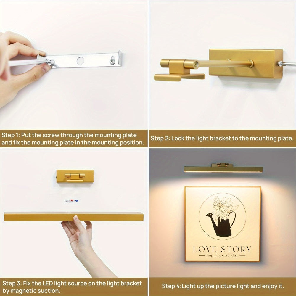 Luz LED recargable para cuadros ajustable | Para galería, dormitorio y baño