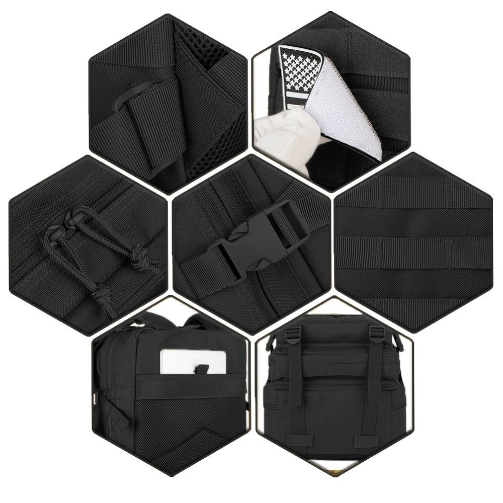 Mochila Táctica Negra de 45L para Deportes al Aire Libre, Senderismo y Excursionismo, Mochila Multifuncional con Cierre de Cremallera - Ideal para Senderismo de 3 Días, Trekking, Camping, Deportes al Aire Libre, Regalo de Cumpleaños