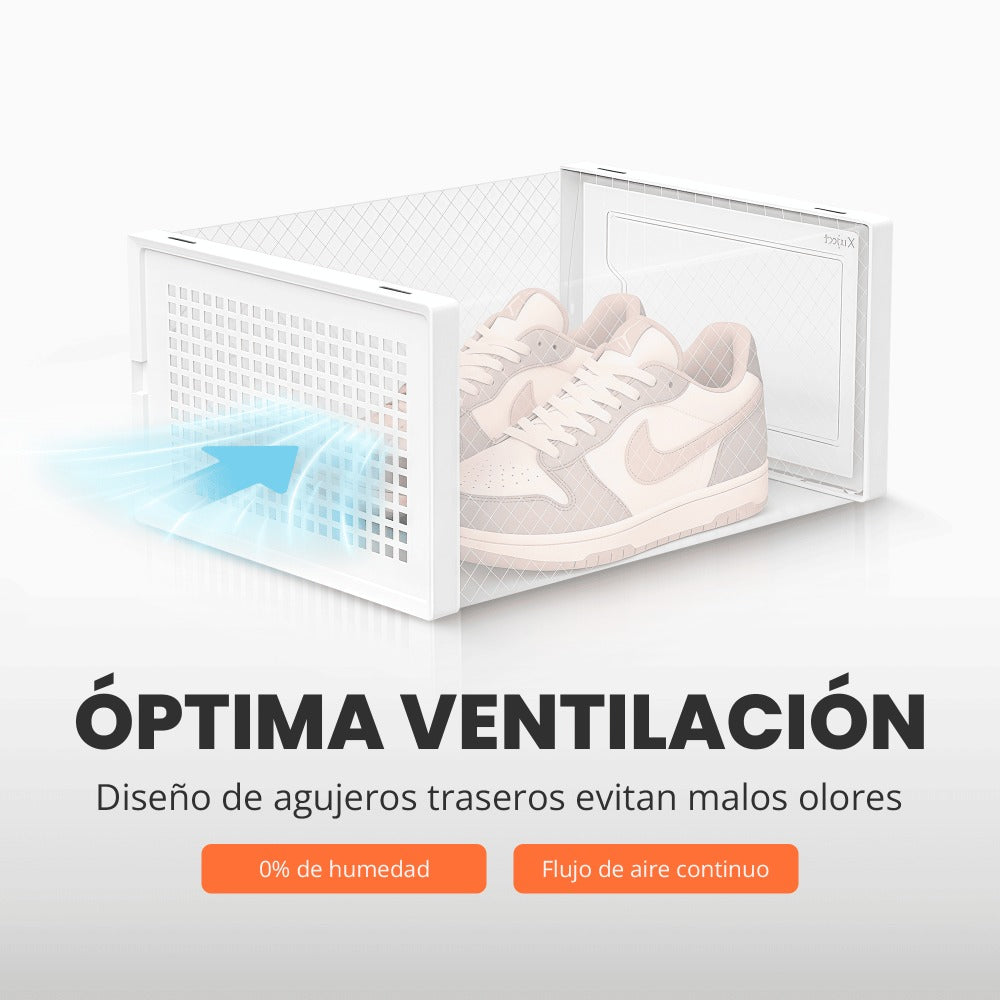 RELAXTY Pack Organizador de Calzado – Cajas DE Zapatos Transparentes Apilables con Apertura Frontal, Sistema Antivuelco y Ventilación