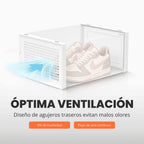 RELAXTY Pack Organizador de Calzado – Cajas DE Zapatos Transparentes Apilables con Apertura Frontal, Sistema Antivuelco y Ventilación