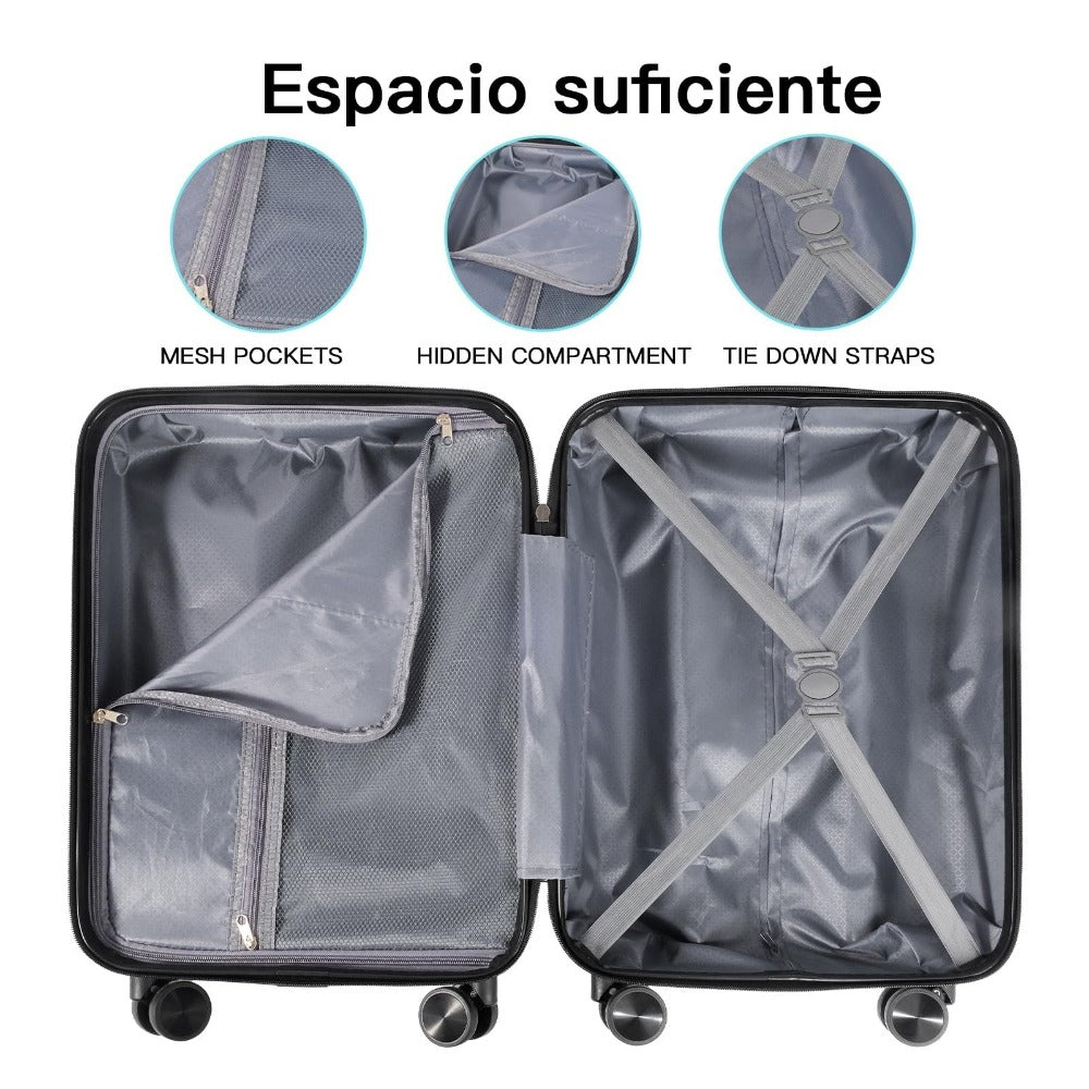 Una Maleta Cabina 55x35x20 Cm. , Equipaje Rígido Expandible De Material ABS, Con Ruedas Giratorias Desmontables Y Cerradura De Combinación, Que Cumple Con La Norma De Equipaje De Mano De 55x40x20 Cm. Ideal Para Adolescentes, Imprescindible Para Viajes En