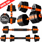 Juego de Mancuernas Ajustables 2 en 1. 10kg a 50kg - Kit de Pesas con Barra Recta Ajustable y Antideslizante - Pesas y Mancuernas Discos Recubiertos