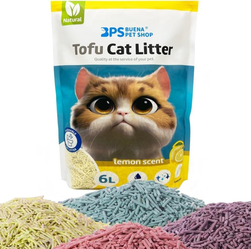 Pack de 1 Bolsa - Arena de Tofu para Gatos 6L - Sin Polvo Fácil de Aglomerar y Controla Olores -y Segura para Gatitos