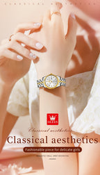 OLEVS Reloj de Mujer Clásico de Negocios, Relojes Analógicos de Cuarzo para Mujer, Relojes Elegantes de Lujo de Acero Inoxidable con Diamantes de Rhein, Relojes Luminosos para Mujer con Calendario y Fecha para Damas, Regalos Románticos, Reloj de Pulsera p