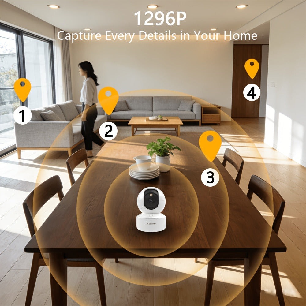 2 unidades BoyKeep Cámara Inteligente WiFi 5g/2.4ghz, Monitor de Seguridad Interior de Alta Definición, Cámara de Seguridad Especial para Mascotas, Vigilancia Panorámica 360°, Visión Nocturna, Llamadas Bidireccionales, Almacenamiento en la Nube