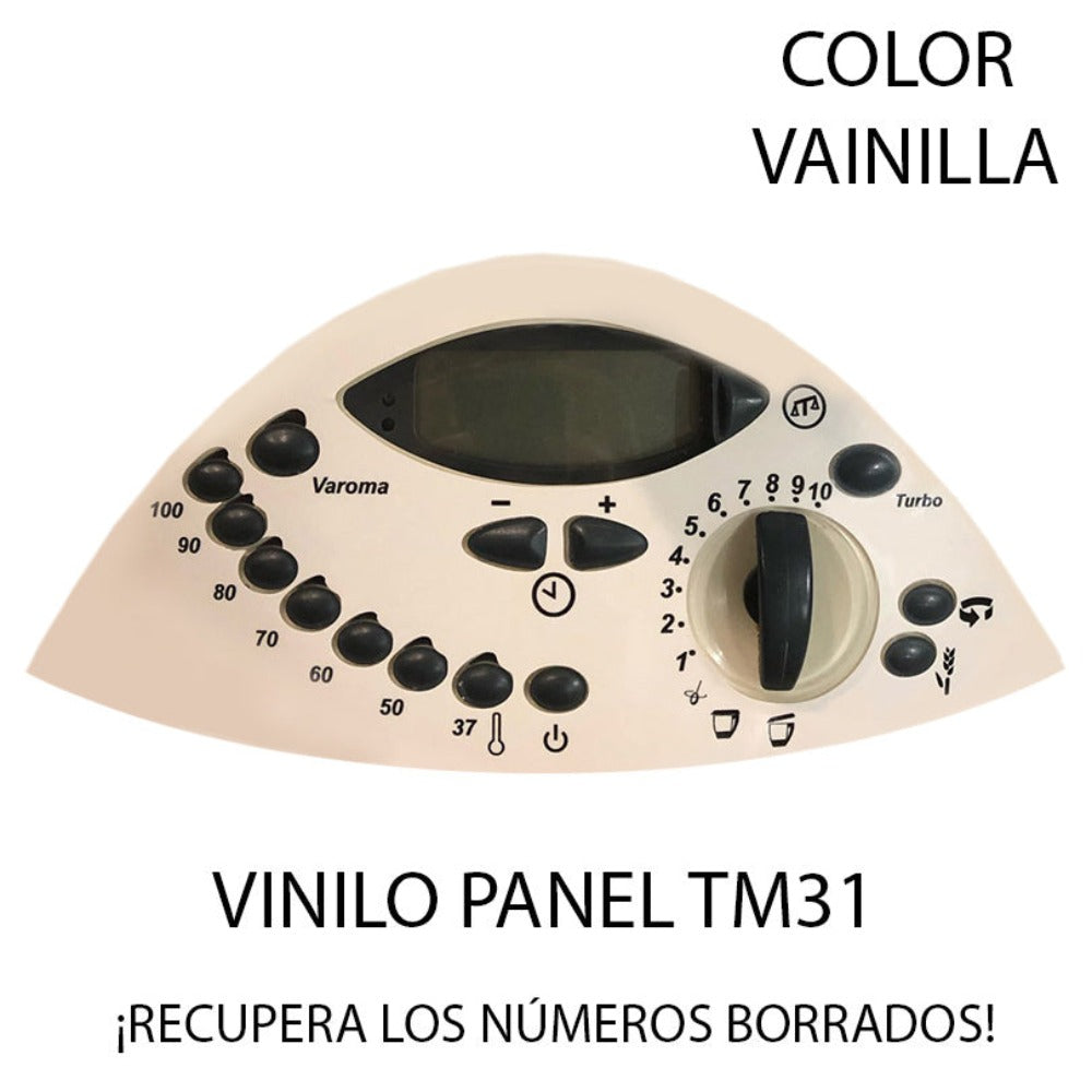 APCym Vinilo para Thermomix TM31 MOD. PANEL COLOR VAINILLA Pegatinas decorativas compatibles con robot de cocina Thermomix TM31, diseño de accesorios de cocina, resistente al agua, autoadhesiva