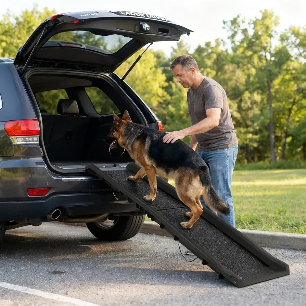 Rampa de seguridad para perros, rampa plegable para perros, 155X40 cm, con tela antideslizante y asas, rampa para perros, escalón para perros, rampa para mascotas, ayuda de acceso para perros/gatos/mascotas