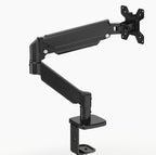 Soporte de brazo único para monitor de TV/computadora, diseño ergonómico, inclinación y rotación bidireccionales, altura ajustable, de acero, incluye 3 destornilladores portátiles.