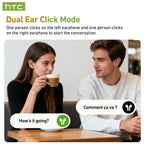 Auriculares Inalámbricos HTC NE48 con Estuche Deslizante OWS, Auriculares con Traducción Inteligente AI, Batería de Larga Duración de 30 Horas, Pantalla Táctil a Color, Baja Latencia, Micrófono con Cancelación de Ruido. Ideales para Música, Trabajo, Regal