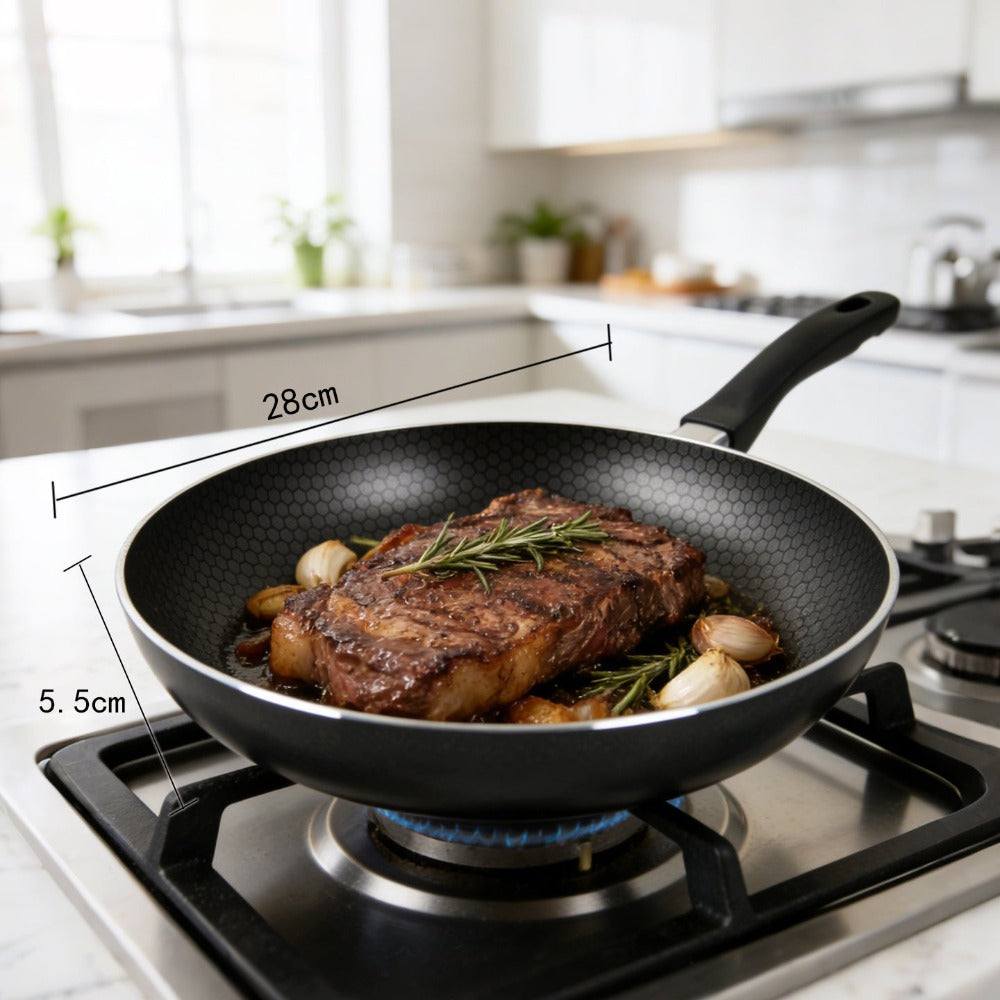 Sartén de cocinar | Sartén multifuncional para hogar | Sartén de aluminio sin revestimiento antiadherente | Exclusiva para inducción y cocina de gas | Utensilio de cocina universal de sartén plana