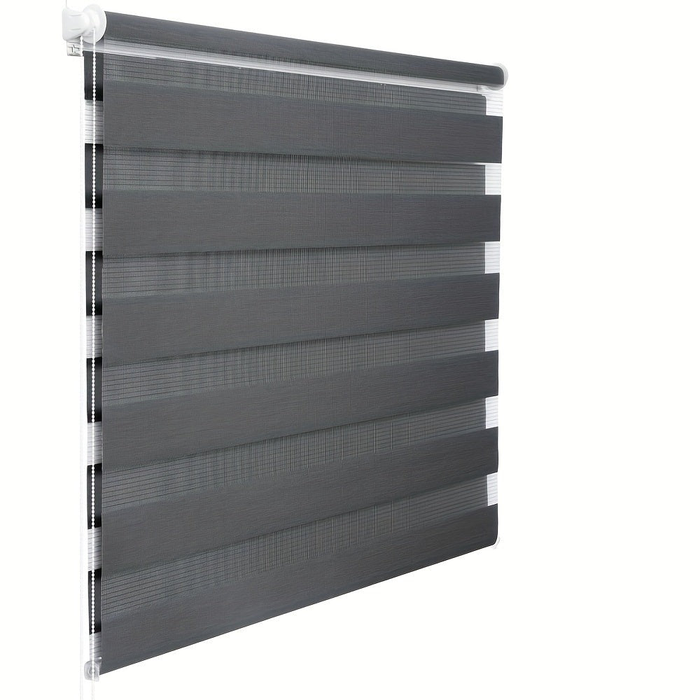 2 piezas, Persianas de doble rodillo, Persianas de cebra sin perforaciones, Blackout, Parasol, Protección solar, Decoración del hogar, para baño, sala de estar, cocina, con accesorios de montaje