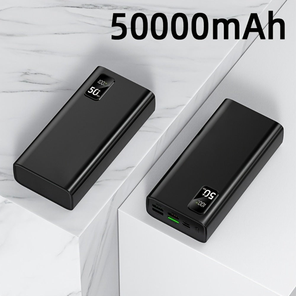 Batería Externa de Gran Capacidad 50000Mah, Pantalla LED de Carga, Carga Rápida Tipo-C, Interfaz USB/Micro, Power Bank de Carga Súper Rápida, Adecuada para Cargar Teléfonos Móviles de Todas las Marcas, Batería de Respaldo de Energía de Emergencia Removibl