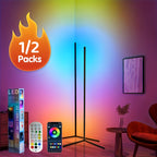 Lámpara de pie de esquina de 1/2 piezas, lámpara de pie LED de cambio de color, ajustable de 56 pulgadas (aprox. 142 cm) con sincronización de música, lámpara de esquina de iluminación ambiental moderna, con control remoto y por APP, modo creativo DIY y t