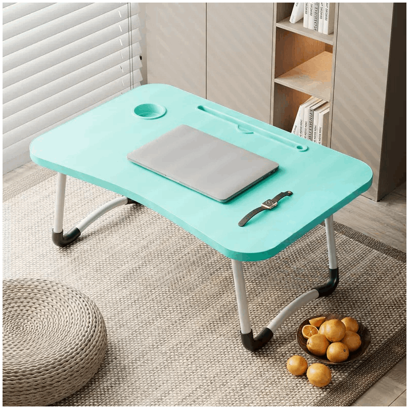 Mesa plegable multifunción para cama y sofá con portavasos, 60×40×28 cm, mesa auxiliar con atril para leer en la cama, bandeja multifunción para ordenador, libros, trabajo y estudio en casa (con cajón / sin cajón)