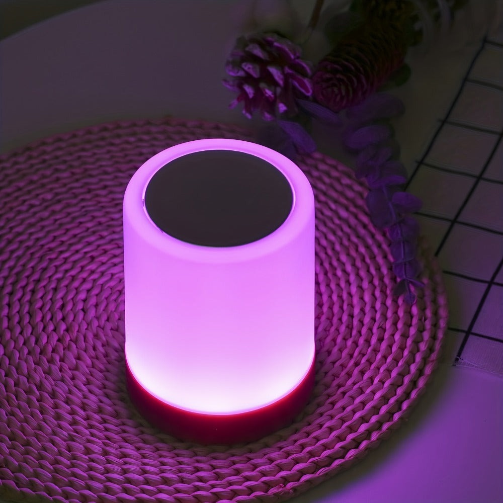 Lámpara de noche LED RGB de 2 piezas con veta de madera, lámpara de noche de mesita de noche con sensor táctil, 13 colores, cambio de color, regulable, sin control remoto, función de temporizador, para dormitorio, sala de estar, lámpara de noche portátil,