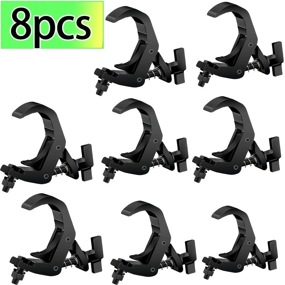 8 ganchos ajustables de aleación de aluminio para luces de escenario, ganchos de color negro para luces par, ganchos para luces de haz, gancho para faros delanteros para luces de escenario al aire libre, se adaptan a trusses o tuberías de diámetro de 1.57