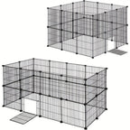 Barraza Compacta para Mascotas Pequeñas - Fácil de Instalar, Recinto Robusto y Expandible con Entrada para Uso Interior/Exterior - Ideal para Cachorros, Conejitos, Gatitos y Más
