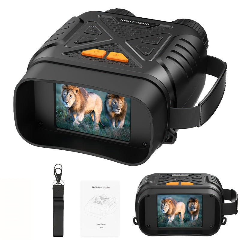 Binoculares de Visión Nocturna - Cámara con Zoom Digital 10X, Alcance de 800m, USB/Recargable, Pantalla Grande de 2.8", Binoculares HD Profesionales de Viaje de Aventura, Binoculares Portátiles Ligeros de Mano para Adultos - Ideales para Caza, Camping y V