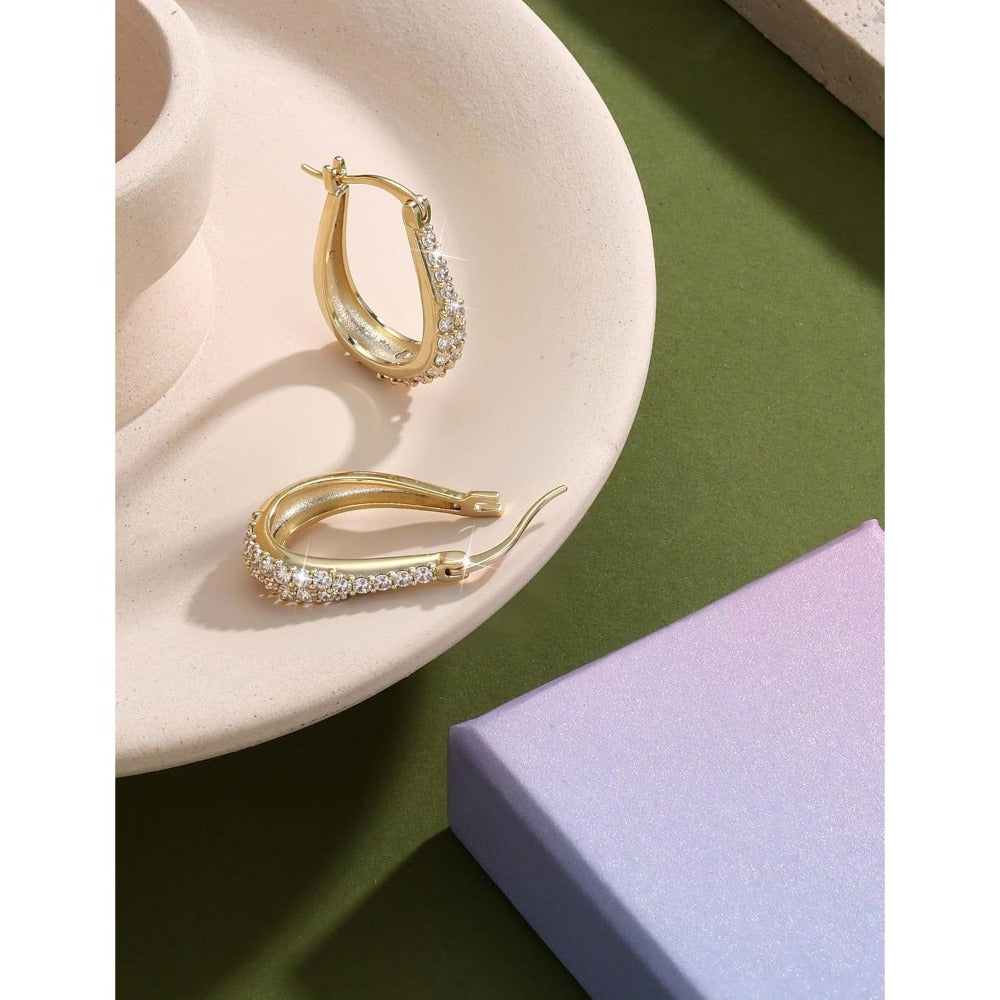 Pendientes de aro huggie de plata 925 para mujer, hipoalergénicos, dorados, listos para fiesta y para regalar, incluye caja de regalo prémium