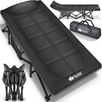 Tillvex® Cama Plegable para Camping con Bolsa de Transporte, Soporta Hasta 200 kg, Cama Extra Ancha para Camping, Cama de Campaña, Cama de Pesca para Uso en Exteriores e Interiores, Cama Plegable para Invitados, Portátil para Jardín, Camping, Pesca, Festi