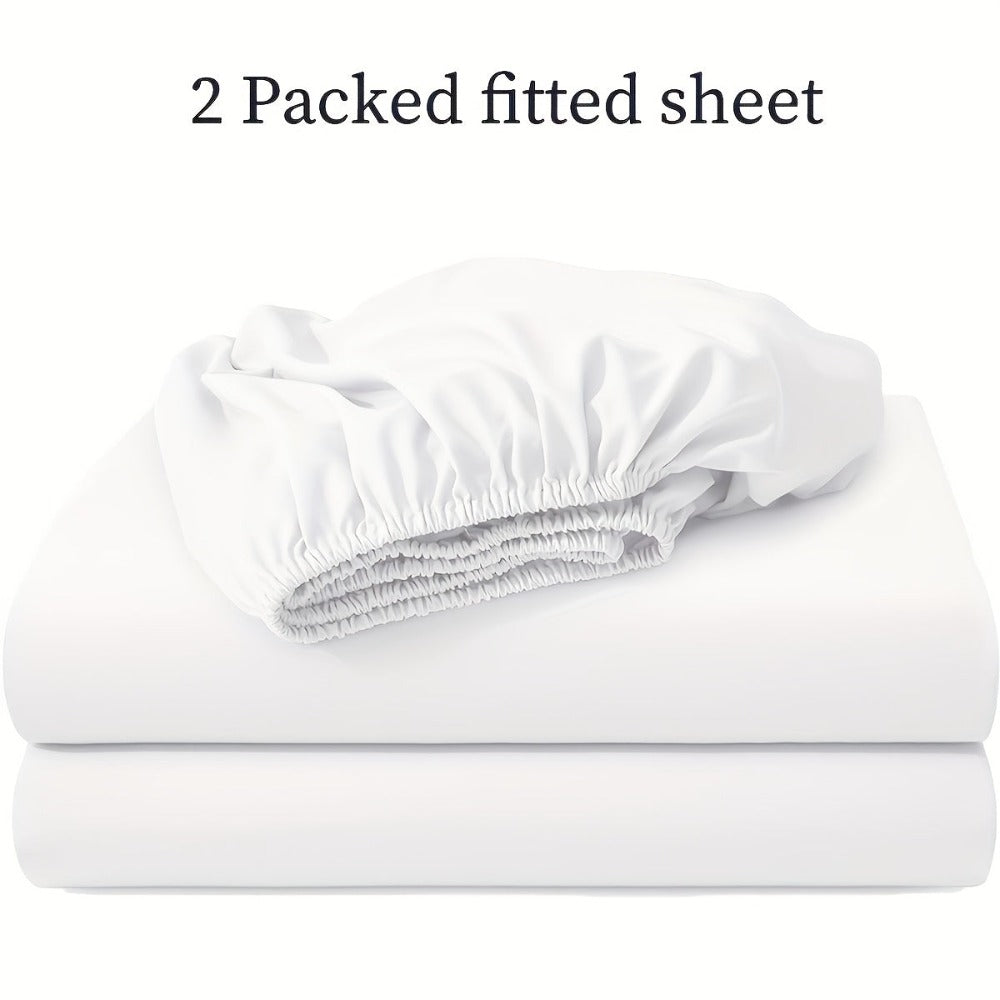 Juego de 2 sábanas bajeras, funda protectora de colchón suave y cómoda, kit de sábanas bajeras transpirable y multifuncional, lavable, apto para dormitorios, habitaciones de invitados, escuelas, utilizable en todas las estaciones, ropa de cama