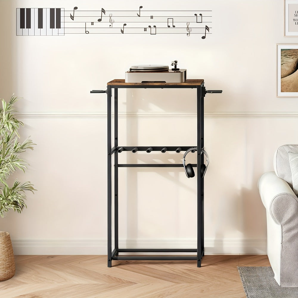 Soporte vertical, estantería, soporte para guitarra, estante para guitarras acústicas, eléctricas y bajos, soporte multiguitarra para guitarras, accesorios para amplificador de guitarra, apto para hogar, estudio de música, marrón y , estante de pie