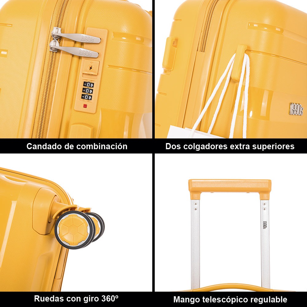 Maleta de cabina de 55x38x22cm (44L) de polipropileno - Candado incorporado - 20 pulgadas