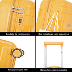 Maleta de cabina de 55x38x22cm (44L) de polipropileno - Candado incorporado - 20 pulgadas