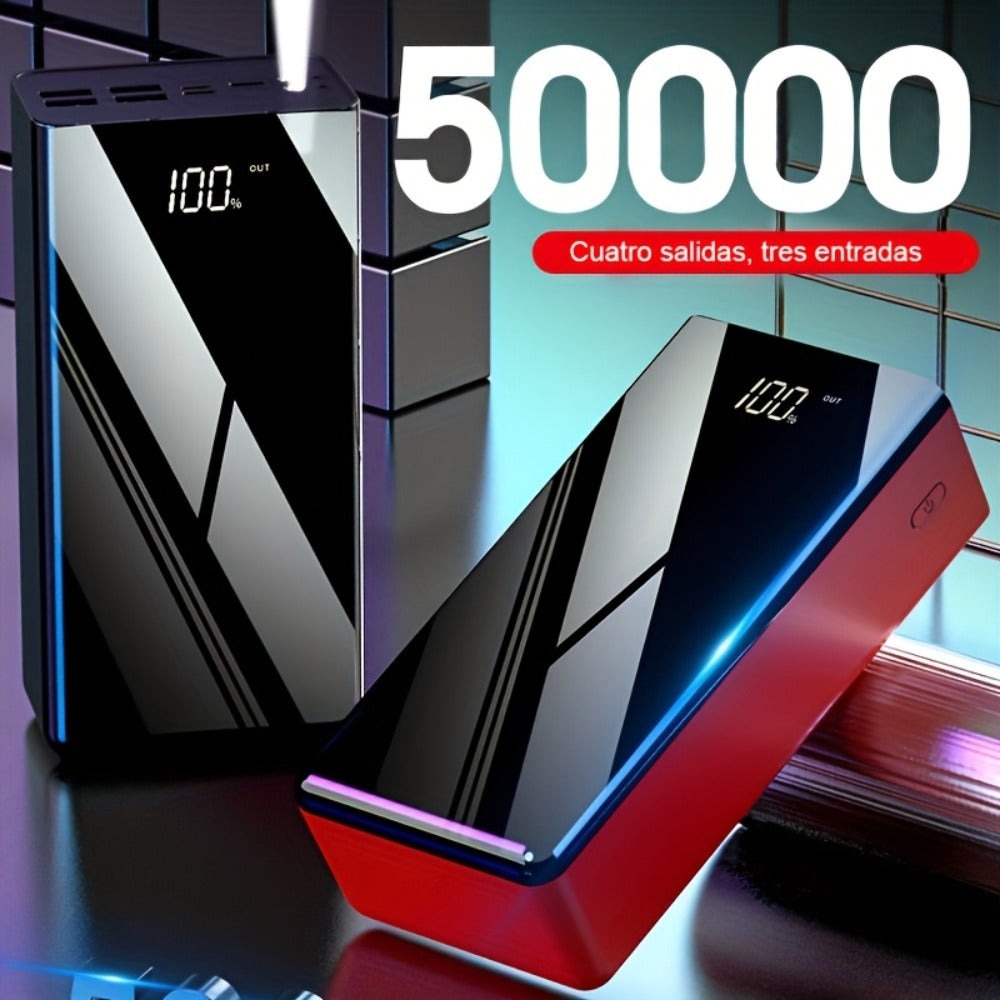 Cargador USB Rápido de Gran Capacidad 50000Mah con Pantalla LED, Linterna y Reserva de Energía de Emergencia - Luz de Camping para Exteriores para iPhone, Android y Dispositivos Digitales, Regalo de Vacaciones