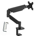 Soporte de brazo único para monitor de TV/computadora, diseño ergonómico, inclinación y rotación bidireccionales, altura ajustable, de acero, incluye 3 destornilladores portátiles.