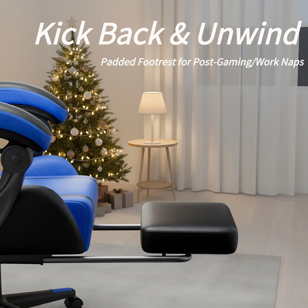 Silla de gaming, silla ergonómica para videojuegos para adultos, silla de ordenador para gamer con reposacabezas, soporte lumbar de masaje, silla de oficina giratoria