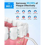 Irrigador bucal portátil recargable, hilo dental con agua para dientes, irrigador dental inalámbrico profesional 8 boquillas 5 modos, IPX7 a prueba de agua 300ML para limpiar los dientes, hogar y viaje