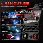 ANDELI 135Amp Máquina de Soldar MIG Flux Mig/Lift Tig/Stick 3-En-1 230V Portátil Sin Gas Multiproceso Soldadora Pantalla Digital LED Máquina de Soldar Inversor IGBT con Soplete Tig
