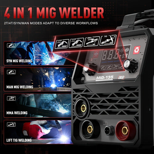135Amp Máquina de Soldar mig Flux Mig/Lift 230v, para bricolaje y mantenimiento
