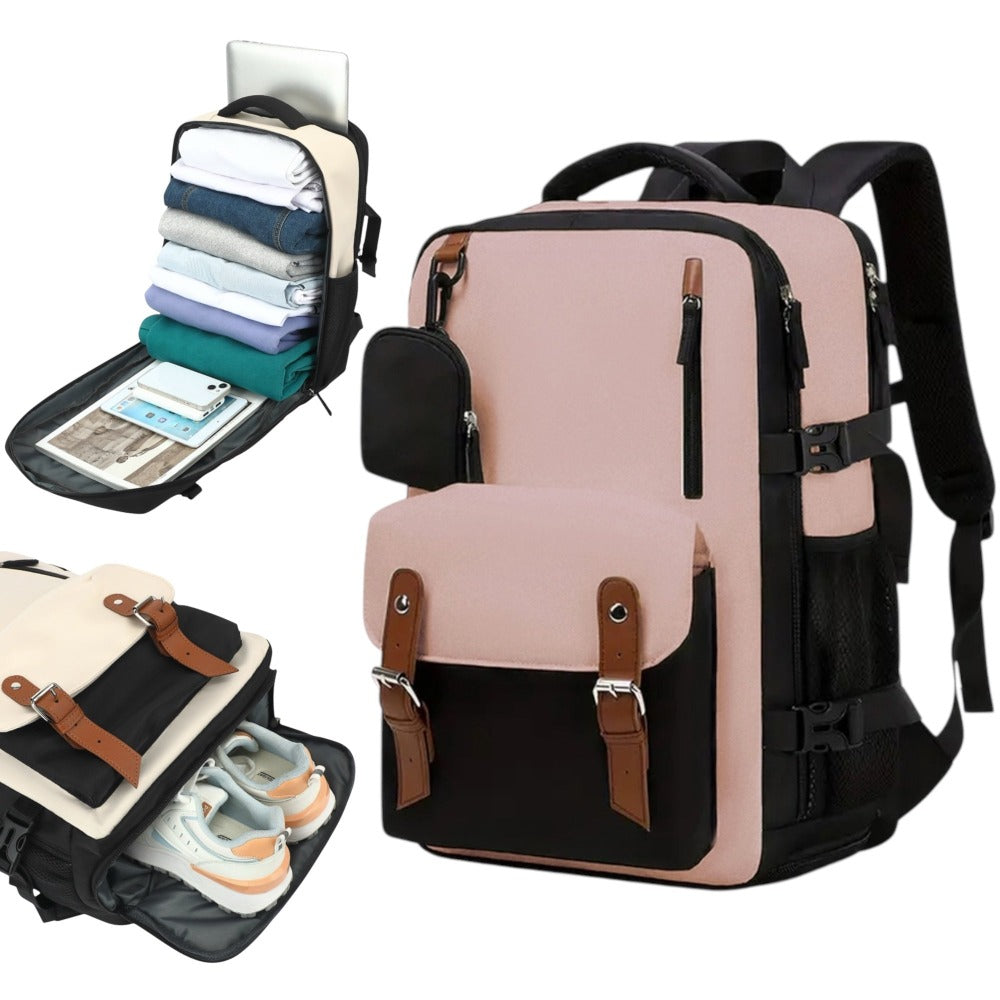 Mochila de Viaje para Cabina de Avion 43x30x18 para Vuelo Barato, Equipaje de Mano y Espaciosa con Compartimento para Zapatos y Mochila Antirrobo Multifuncional para Viajes (266)