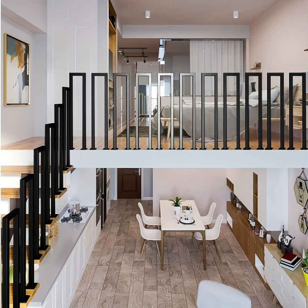 Pasamanos para escaleras interiores y exteriores, barandilla en U, barandilla de metal, pasamanos de escalera en forma de U, pasamanos de escalera para barandilla de balcón, negro.