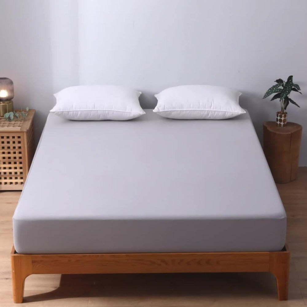 Funda de colchón súper suave, transpirable e impermeable - Sábanas ajustables de color sólido, muy elásticas y fáciles de limpiar para dormitorios, habitaciones de invitados, hoteles y residencias estudiantiles (no incluye funda de almohada ni relleno)
