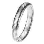 Jewelrywe Pulsera de Serpiente Flexible para Mujer: Brazalete Elástico de Acero Inoxidable de 10 mm de Ancho, Puntero de Serpiente Elástico para Mujer Y