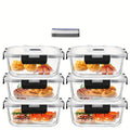 Contenedores Herméticos para Alimentos con Tapas - 6 Piezas de 1040 ml y 6 Piezas de 800 ml, Recipientes de Vidrio para Preparación de Comidas, Contenedores Reutilizables, Recipientes de Vidrio con Tapas, Contenedores para Alimentos
